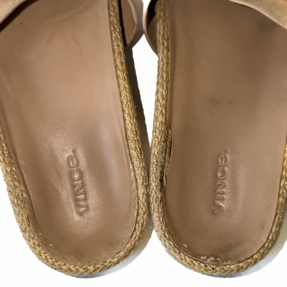 VINCE Grant Slide Suede Espadrille Sz 9 Sandal in Cappuccino Summer Vacation - Picture 5 of 14